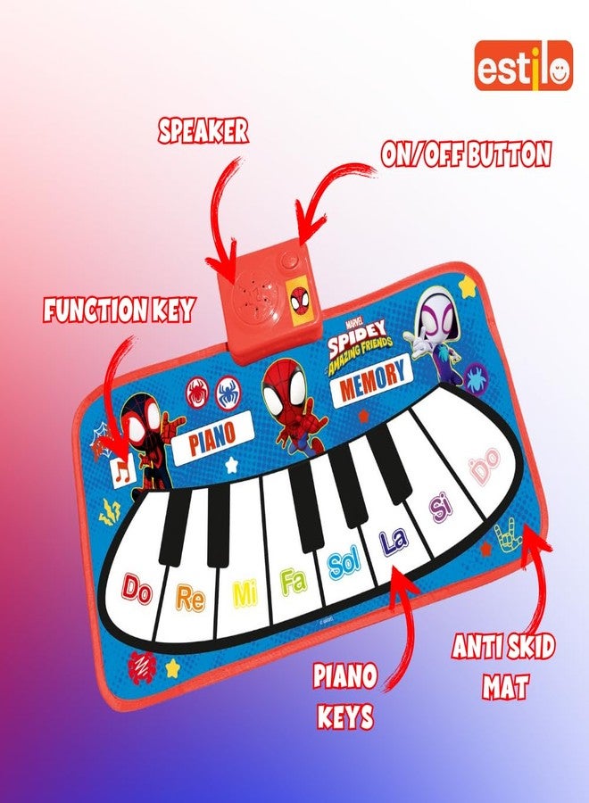 إستلو سجادة بيانو أرضية من إستيلو للأطفال الصغار | سجادة لعب للأطفال مع موسيقى و11 مفتاحًا | هدية موسيقية للأولاد والبنات من عمر 1 إلى 6 سنوات | لوحة مفاتيح تفاعلية للأطفال الصغار (سبايدرمان) - Image 3